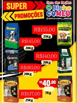 Ração PROMOÇÃO 7, 15, 20 e 25kg