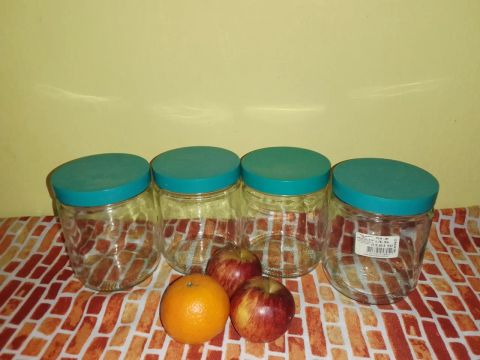 Conjunto 4 potes de vidro com tampa verde - 750 ml