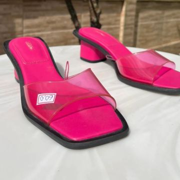 Sandálias Pink Transparente Salto Bloco (TAM 35)