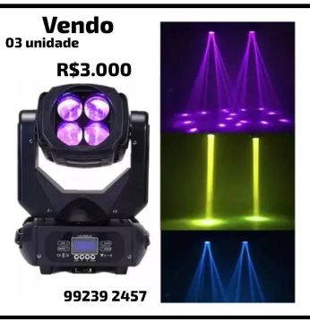 03 (Tres) Moving Caleidoscópio Iluminação Led RGB 4x25 Led