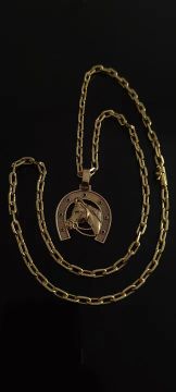 Cordão em ouro 18k com pingente ferradura