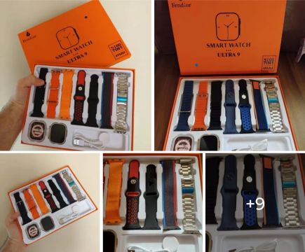Kit completo relógio digital smartwatch com 7 pulseiras, capinha e carregador por indução