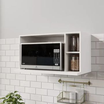 Suporte para Microondas Sem Fundo / MDF Branco / Fabricação Própria
