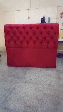 Cabeceira de Cama Queen Luxo em Veludo Vermelho