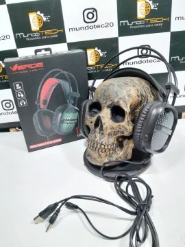 Fone de Ouvido Gamer Verde com Microfone - Novo