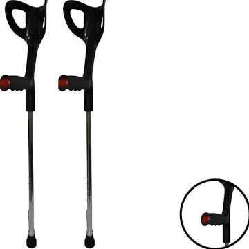 Par De Muletas Canadense Fixa Adulto 120kg Preta Supermedy Cor Preto