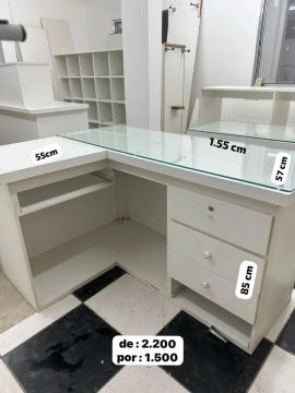 Balcão de Loja em MDF Branco - Novo