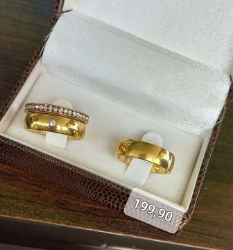 Promoção alianças de noivado e casamento banhadas a ouro 18k antialérgicas 