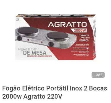 Fogão elétrico agratto inox 2 bc