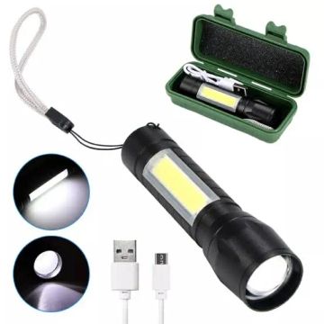 Lanterna Led Recarregável Usb Tática Profissional Com Zoom