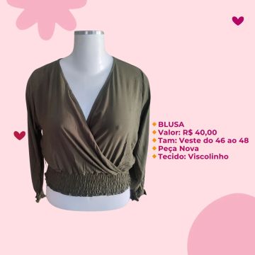 Blusa verde viscolinho - tamanho 46 ao 48
