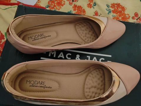 Sapatilha Modare Ultra Conforto - Bege com Dourado