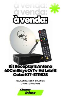 Kit Receptor e Antena 60Cm Elsys Oi Tv Hd Lnbf E Cabo Kit-ETRS35