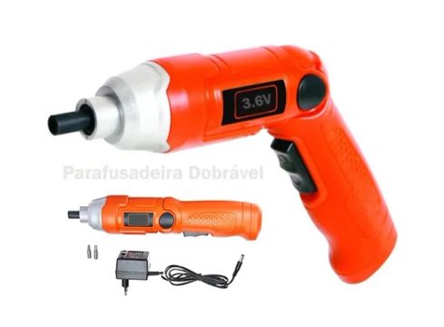 Parafusadeira Dobrável com Encaixe de 1/4 Pol. (6,4mm) a Bateria Bivolt 3.6V