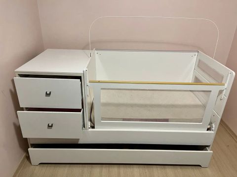 Berço Multifuncional 3 em 1 com Cômoda + Cama Auxiliar + Colchão!