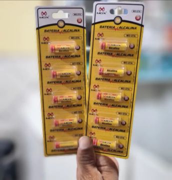 bateria pilha alcalina 12v 27a cartela com 5 para portões controle remoto alarmes