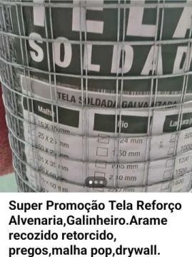 Super Oferta Rolo de Tela com 25 Metros Galvanizada Reforçada 