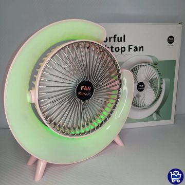 Ventilador de Mesa Portátil com Luz LED - Novo