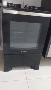 Fogão Atlas 4 Bocas Preto - Tampa de Vidro