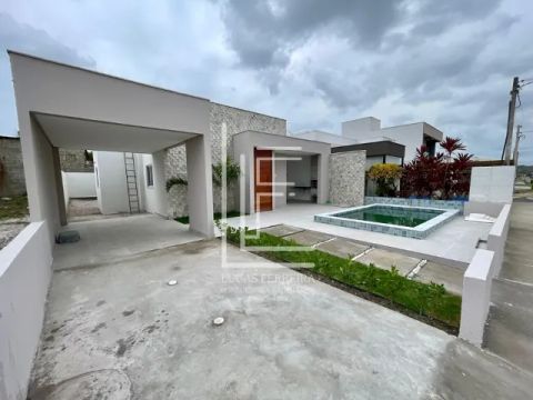 Belíssima casa em construção com 3 quartos, piscina e 120m² - Condomínio Porto Manguaba