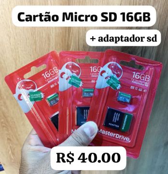 Cartão Micro SD 16GB + Adaptador SD - MasterDrive
