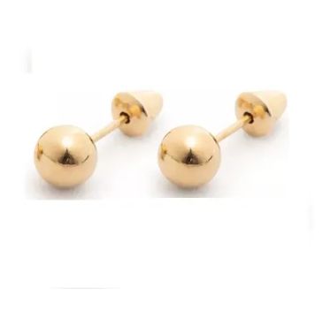 Brincos Bola 4 mm Ouro 18 Kilates                                                         