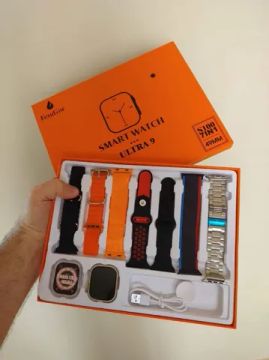 Smartwatch bluetooth conecta no celular com 7 pulseiras capinha carregador por indução