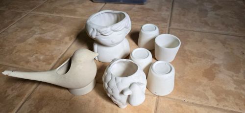 Lote vasos cerâmica pintura 
