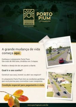 Loteamento Porto Pium - Nísia Floresta. Terrenos 200m²(10x20).