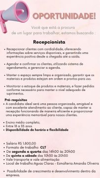 Oportunidade de Recepcionista 