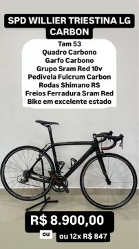 Bicicleta Willier Triestina LG Carbono - Tamanho 53