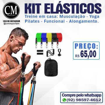 Kit Elástico Extensor com 11 Peças.