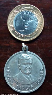 Medalha de prata Empresa Carlos Renaux / com pingente 