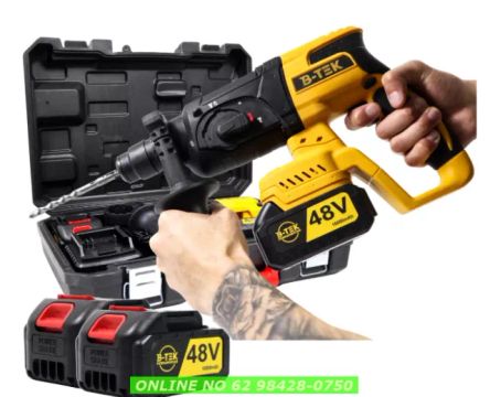 Furadeira Martelete De Impacto Sem Fio 48v C 2baterias Bmax