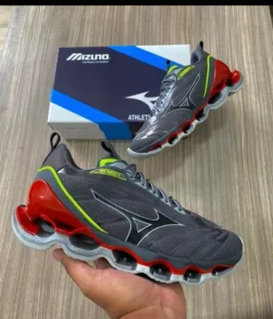 tenis mizuno vermelho com cinza lançamento