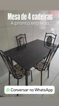Mesa de ferro 4 Cadeiras - Pronta Entrega