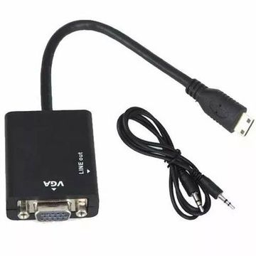 Cabo Adaptador Conversor Hdmi Vga Saída Com Áudio Vídeo P2