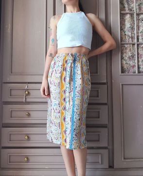 Saia Estampada Midi Vintage M