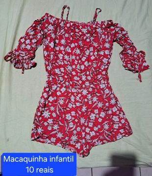Macacão infantil - Vermelho floral