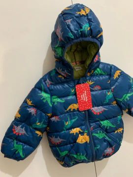 (NOVO! 12-18 Meses) Blusa Frio Casaco Puffer Infantil Dinossauros Impermeável