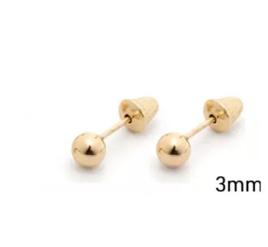 Par de Brincos  3 mm Ouro 18 Kilates                                                      