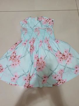 Vestido Floral Infantil - Azul Claro