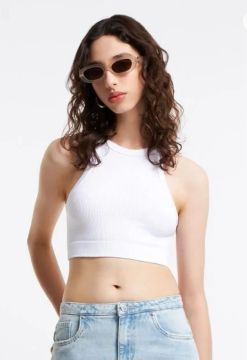Top cropped branco de algodão M/P
