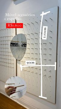 Painel de Parede para Organização acessórios com espelho 