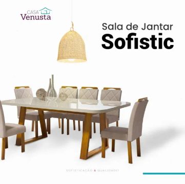 Mesa de Jantar Sofistic com 6 cadeiras Malibu Lord - Bom Pastor