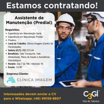 Assistente de Manutenção (Predial) - Bairro: Centro (Florianópolis)