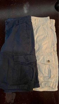 Bermudas Cargo Masculinas, Azul e Bege