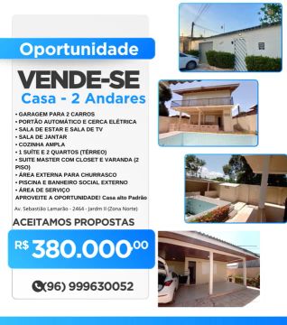 Casa 2 Andares - Zona Norte - 380.000