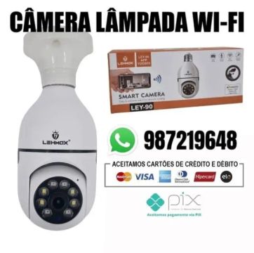 Câmera modelo 360° no bocal wi-fi top Aceitamos cartão 