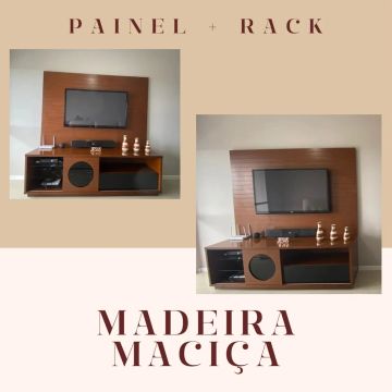 Painel e rack todo em madeira